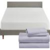 imageCalifornia Design Den 5 Piece Bedding Bundle  4 Piece Lavender Sheet Set 800 Thread Count 100 Cotton Sateen with 1 White Mattress Protector  King