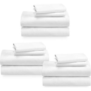 imageCalifornia Design Den 3Pack King Sheet Sets 100 Cotton Sateen Includes 3 Flat 3 Fitted ampamp 6 Pillowcases White