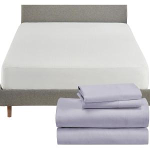imageCalifornia Design Den 5 Piece Bedding Bundle  4 Piece Lavender Sheet Set 800 Thread Count 100 Cotton Sateen with 1 White Mattress Protector  King