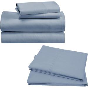 imageCalifornia Design Den Bedding Bundle  King Sheet Set with 4 Pillowcases 100 Organic Cotton Percale Blue Hydrangea