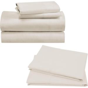 imageCalifornia Design Den Bedding Bundle  King Sheet Set with 4 Pillowcases 100 Organic Cotton Percale Natural Ivory