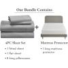 imageCalifornia Design Den 5 Piece Bedding Bundle  4 Piece Light Grey Sheet Set 800 Thread Count 100 Cotton Sateen with 1 White Mattress Protector  King