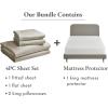 imageCalifornia Design Den 5 Piece King Size Sheet Set Beige and Waterproof Mattress Protector Bundle White  100 Egyptian Cotton Sateen 4 Piece Sheet Set with 1 Mattress Protector