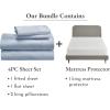 imageCalifornia Design Den 5 Piece King Size Sheet Set Blue and Waterproof Mattress Protector White Bundle  600 Thread Count 100 Cotton Sateen 4 Piece Sheet Set with 1 Mattress Protector