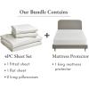 imageCalifornia Design Den 5 Piece King Size Sheet Set Ivory and Waterproof Mattress Protector Bundle White  100 Egyptian Cotton Sateen 4 Piece Sheet Set with 1 Mattress Protector