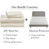 imageCalifornia Design Den 5 Piece King Size Sheet Set Ivory and Waterproof Mattress Protector White Bundle  500 Thread Count 100 Cotton Sateen 4 Piece Sheet Set with 1 Mattress Protector