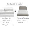 imageCalifornia Design Den 5 Piece King Size Sheet Set Ivory and Waterproof Mattress Protector White Bundle  Soft 100 Cotton Sateen 4 Piece Sheet Set with 1 Mattress Protector