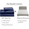 imageCalifornia Design Den 5 Piece King Size Sheet Set Navy Blue and Waterproof Mattress Protector White Bundle  Soft 100 Cotton Sateen 4 Piece Sheet Set with 1 Mattress Protector