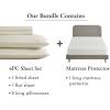 imageCalifornia Design Den 5 Piece King Size Stripped Sheet Set Ivory and Waterproof Mattress Protector White Bundle  500 Thread Count 100 Cotton Sateen 4 Piece Sheet Set with 1 Mattress Protector