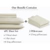 imageCalifornia Design Den Bedding Bundle  King Striped Sheet Set with 4 Pillowcases 500 Thread Count 100 Cotton Sateen Ivory Striped