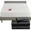 imageCalifornia Design Den 5 Piece King Size Sheet Set Black and Waterproof Mattress Protector White Bundle  400 Thread Count 100 Cotton Sateen 4 Piece Sheet Set with 1 Mattress Protector