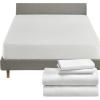 imageCalifornia Design Den 5 Piece King Size Sheet Set Ivory and Waterproof Mattress Protector White Bundle  Soft 100 Cotton Sateen 4 Piece Sheet Set with 1 Mattress Protector