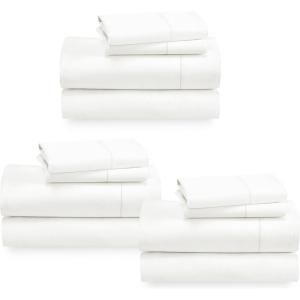 imageCalifornia Design Den 3Pack Sheet Sets 400 Thread Count 100 Cotton Sateen Deep Pocket Includes 3 Fitted Sheets 3 Flat Sheets and 6 Pillowcases King Ivory
