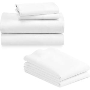 imageCalifornia Design Den Bedding Bundle  King Sheet Set with 4 Pillowcases 800 Thread Count 100 Cotton Sateen White