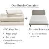 imageCalifornia Design Den 5 Piece Queen Size Sheet Set Ivory and Waterproof Mattress Protector White Bundle  1000 Thread Count 100 Cotton Sateen 4 Piece Sheet Set with 1 Mattress Protector