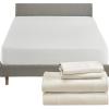 imageCalifornia Design Den 5 Piece Queen Size Sheet Set Ivory and Waterproof Mattress Protector White Bundle  1000 Thread Count 100 Cotton Sateen 4 Piece Sheet Set with 1 Mattress Protector