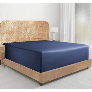 imageCalifornia Design Den Bulk Pack of 8 Twin XL Size Fitted Sheets Only  100 Organic Cotton Percale Weave White06  Navy