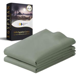 imageCalifornia Design Den StandardQueen Pillow Cases Set of 2  Luxury 100 Egyptian Cotton Crisp Percale Soft ampamp Breathable StandardQueen Size Pillow Cases  WhiteSage Mist