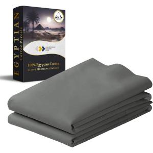 imageCalifornia Design Den StandardQueen Pillow Cases Set of 2  Luxury 100 Egyptian Cotton Crisp Percale Soft ampamp Breathable StandardQueen Size Pillow Cases  WhiteGrey