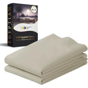 imageCalifornia Design Den StandardQueen Pillow Cases Set of 2  Luxury 100 Egyptian Cotton Crisp Percale Soft ampamp Breathable StandardQueen Size Pillow Cases  WhiteBeige