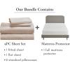 imageCalifornia Design Den 5 Piece Full Size Sheet Set Beige and Waterproof Mattress Protector White Bundle  Soft 100 Cotton Sateen 4 Piece Sheet Set with 1 Mattress Protector