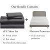 imageCalifornia Design Den 5 Piece Full Size Sheet Set Grey and Waterproof Mattress Protector White Bundle  Soft 100 Cotton Sateen 4 Piece Sheet Set with 1 Mattress Protector