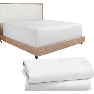 imageCalifornia Design Den 3Piece Bundle  Fitted Sheet with 2 Pillowcases Soft 100 Cotton Sateen Deep Pockets Full Size White