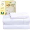 imageCalifornia Design Den Twin XL Sheets Set  Soft 400 Thread Count Sateen Natural 100 Cotton Sheets Deep Pockets with All Around Elastic for a Snug Fit Cool ampamp Durable Bedding Set  White