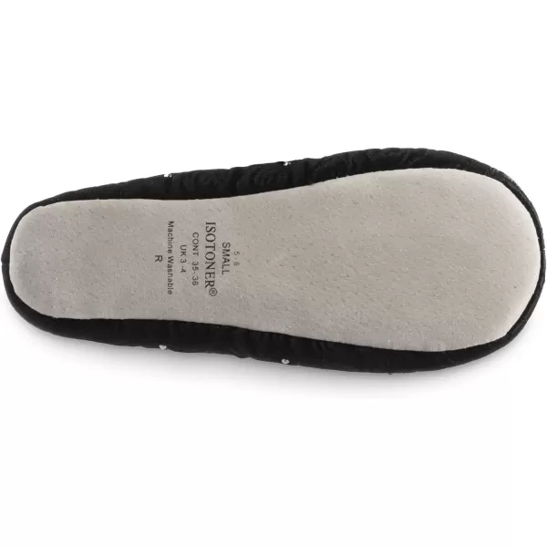 imageIsotoner Womens Ballerina Slippers with Terry Lined and Rose Quilt Ballet FlatBlack