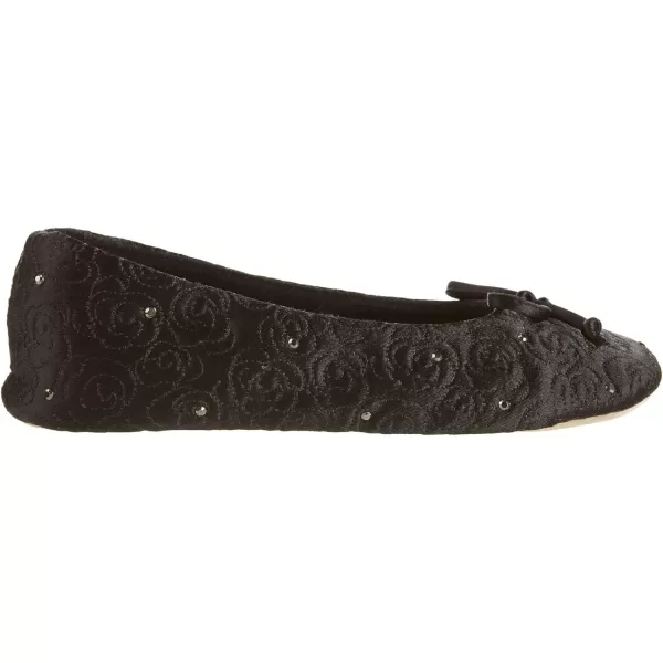 imageIsotoner Womens Ballerina Slippers with Terry Lined and Rose Quilt Ballet FlatBlack
