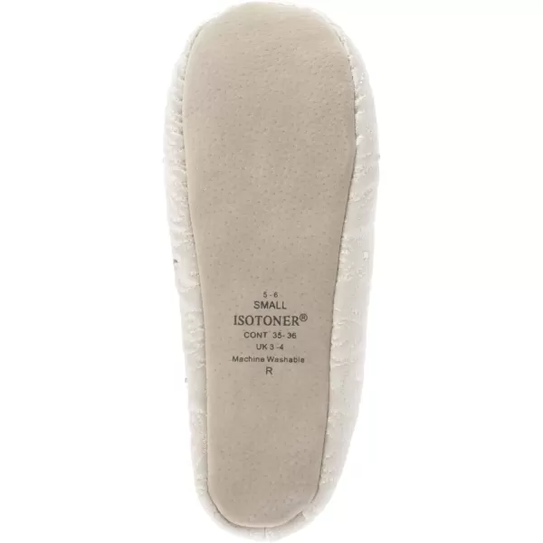 imageIsotoner Womens Ballerina Slippers with Terry Lined and Rose Quilt Ballet FlatIvory