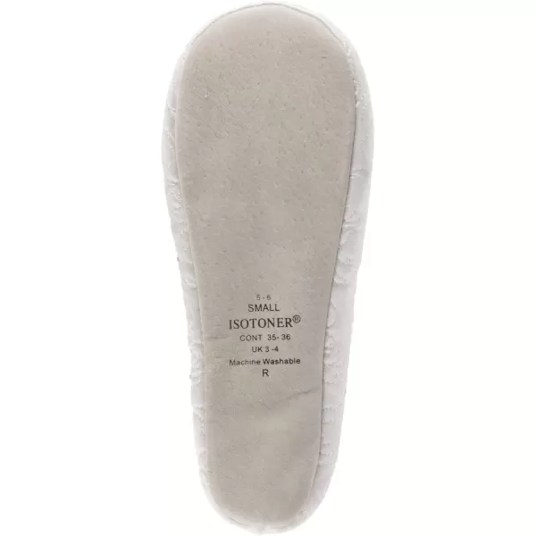 imageIsotoner Womens Ballerina Slippers with Terry Lined and Rose Quilt Ballet FlatWhite