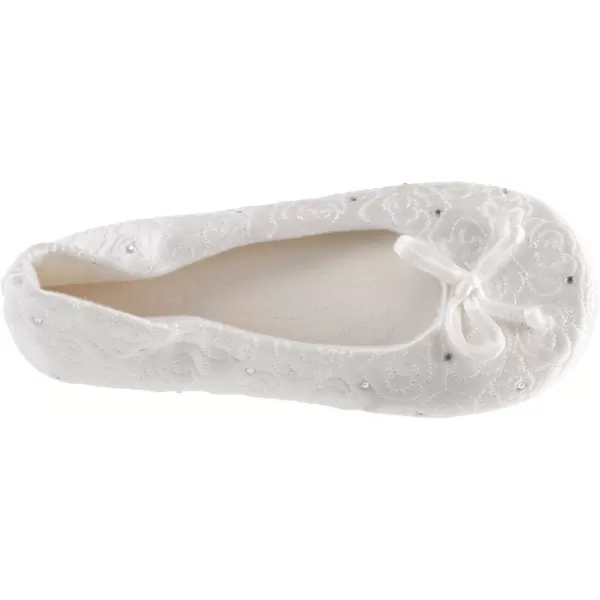 imageIsotoner Womens Ballerina Slippers with Terry Lined and Rose Quilt Ballet FlatWhite