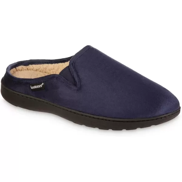 imageisotoner Mens Advanced Gel Infused Memory Foam Microsuede Vincent Hoodback Eco Comfort Recycled Slippers ClogNavy Blue