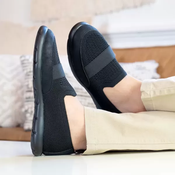 imageisotoner Mens Heathered SportKnit IndoorOutdoor SlippersBlack