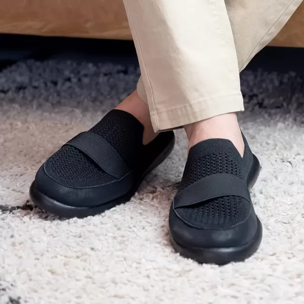 imageisotoner Mens Heathered SportKnit IndoorOutdoor SlippersBlack