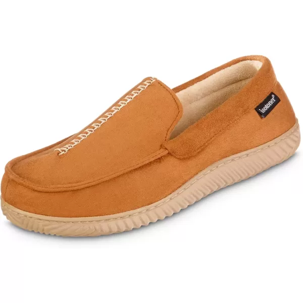 imageisotoner Mens Liam Microsuede Moccasin Slipper with Memory Foam Microterry Lining Versatile SoleCognac