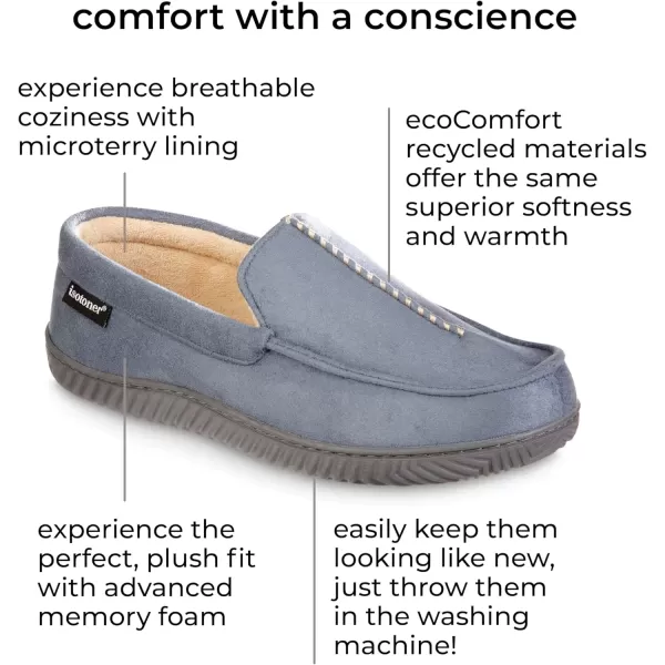 imageisotoner Mens Liam Microsuede Moccasin Slipper with Memory Foam Microterry Lining Versatile SoleVintage Blue