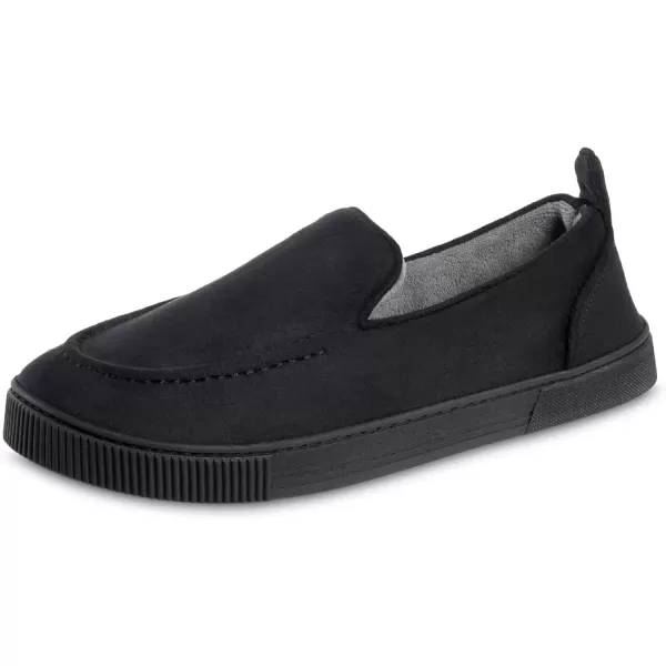 imageisotoner Mens Microsuede and Canvas Closed Back Slipper IndoorOutdoor Memory Foam Machine WashBlack