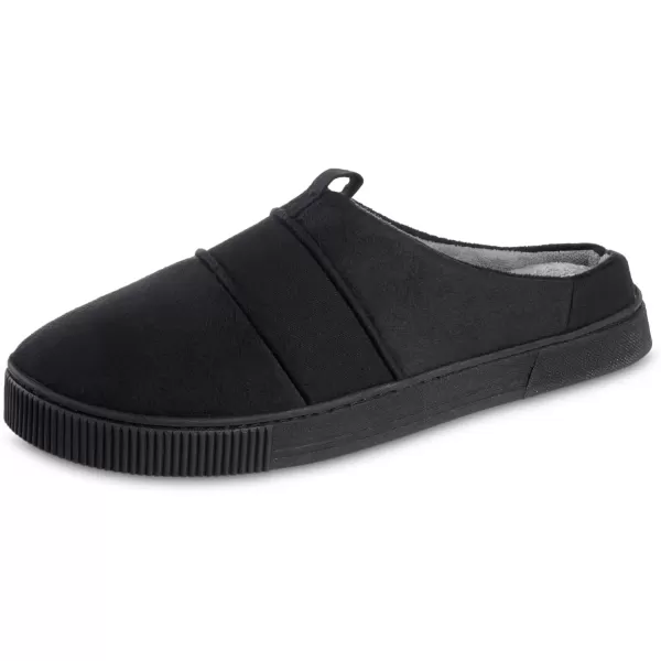 imageisotoner Mens Microsuede and Canvas Hoodback Slipper IndoorOutdoor Memory Foam Machine WashableBlack