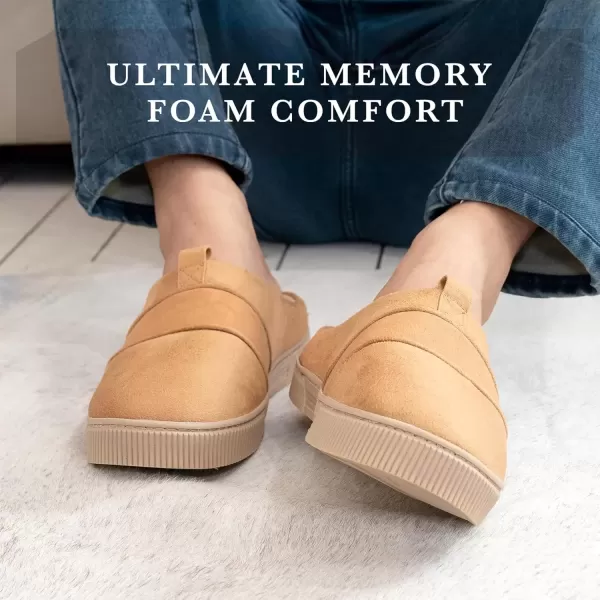 imageisotoner Mens Microsuede and Canvas Hoodback Slipper IndoorOutdoor Memory Foam Machine WashableBuckskin