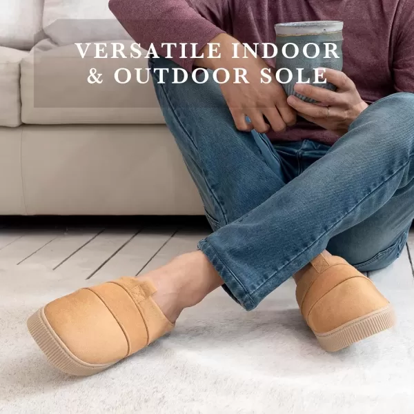 imageisotoner Mens Microsuede and Canvas Hoodback Slipper IndoorOutdoor Memory Foam Machine WashableBuckskin