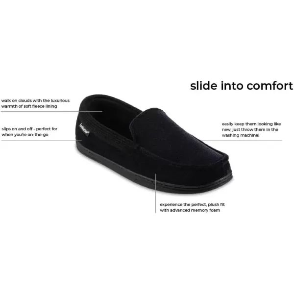imageisotoner Mens Microterry and Waffle Travis Moccasin Slippers With Memory Foam Insole and Durable Rubber OutsoleAsh