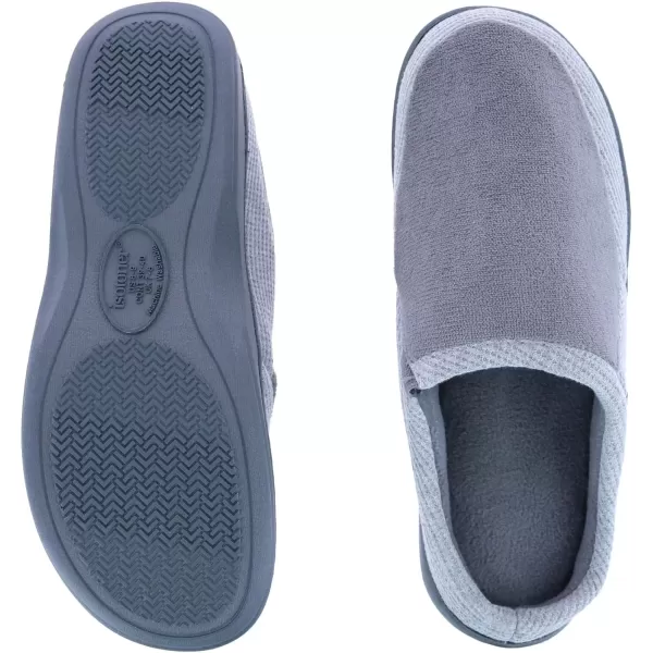 imageisotoner Mens Microterry and Waffle Travis Slipon Hoodback SlipperAsh