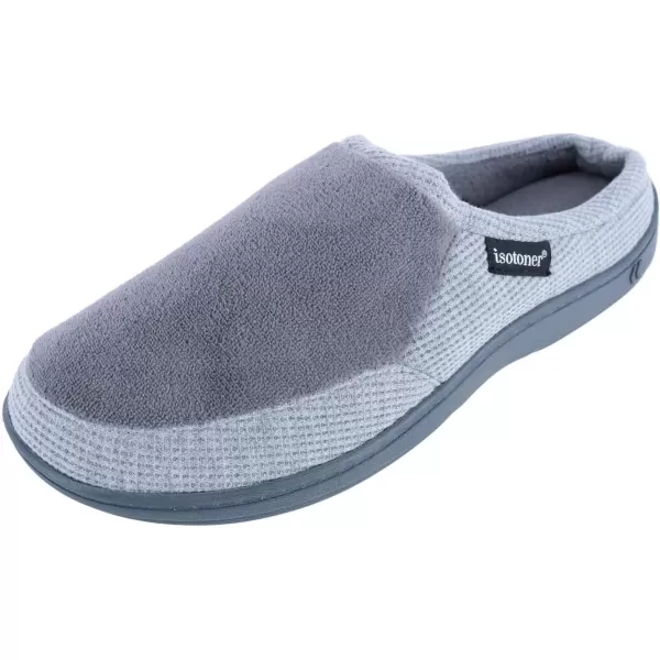 imageisotoner Mens Microterry and Waffle Travis Slipon Hoodback SlipperAsh
