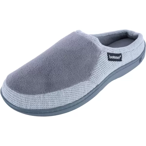 imageisotoner Mens Microterry and Waffle Travis Slipon Hoodback SlipperAsh