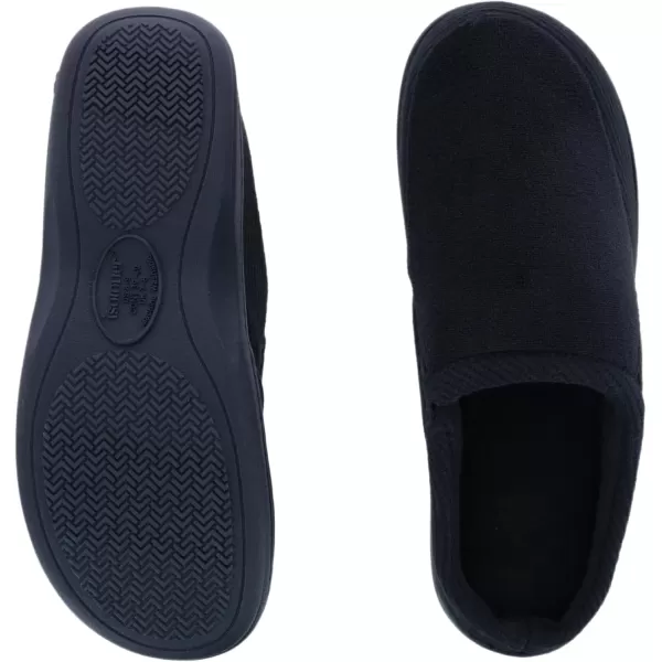 imageisotoner Mens Microterry and Waffle Travis Slipon Hoodback SlipperBlack