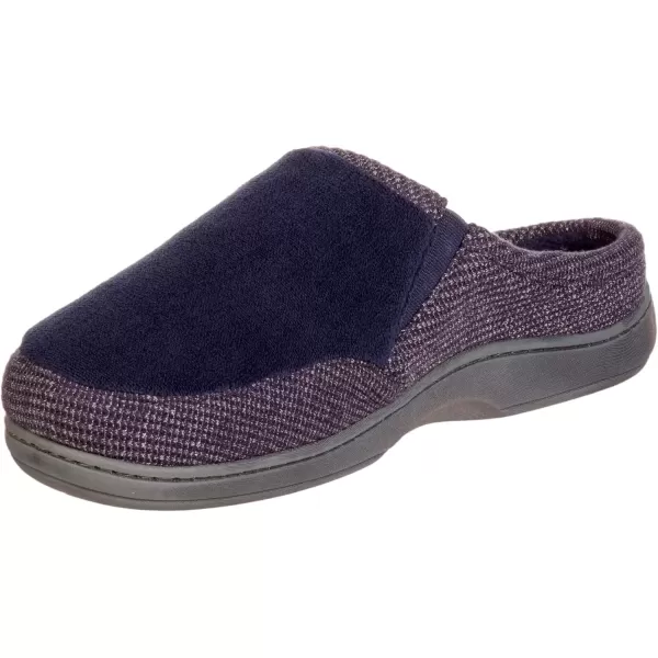 imageisotoner Mens Microterry and Waffle Travis Slipon Hoodback SlipperNavy Blue