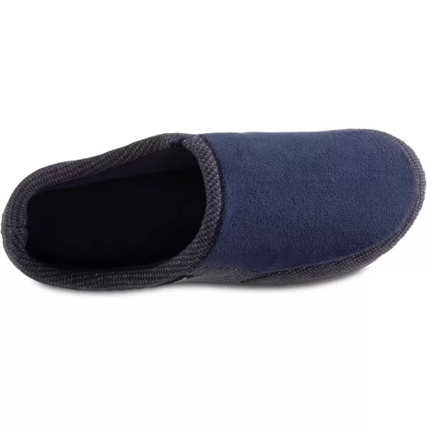 imageisotoner Mens Microterry and Waffle Travis Slipon Hoodback SlipperNavy Blue