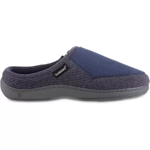 imageisotoner Mens Microterry and Waffle Travis Slipon Hoodback SlipperNavy Blue
